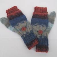 Klapphandschuhe Fingerlose Handschuhe mit Klappe und Daumen Größe S/M ➜ Bild 3