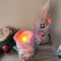 Nachtlicht "Prinzessin" inkl. LED Kerze, rosa/creme, handgefilzt & bestickt Bild 6