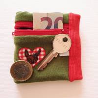 Handgelenkbörse "WIESNHERZ"  * mit Reißverschluss * Geldtasche * Portemonnaie * Pulstasche * Grün * Rot Bild 3