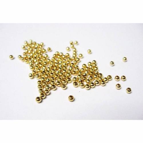 50 Stück, Perlen 2,5 mm aus Silber 925 vergoldet, Kugeln, Quetschperlen, Geschenk basteln