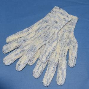 Finger-Handschuhe Wollhandschuhe handgestrickt weiß-blau für Damen Bild 2