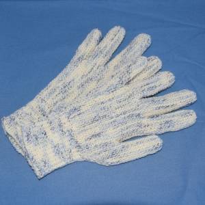 Finger-Handschuhe Wollhandschuhe handgestrickt weiß-blau für Damen Bild 3