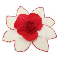 Anstecker Blume Anstecknadel Blüte Loop Stoffblume Creme Rot Bild 1