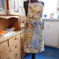 florale hellblaue Damenkochschürze , Küchenschürze , Backschürze Bild 1