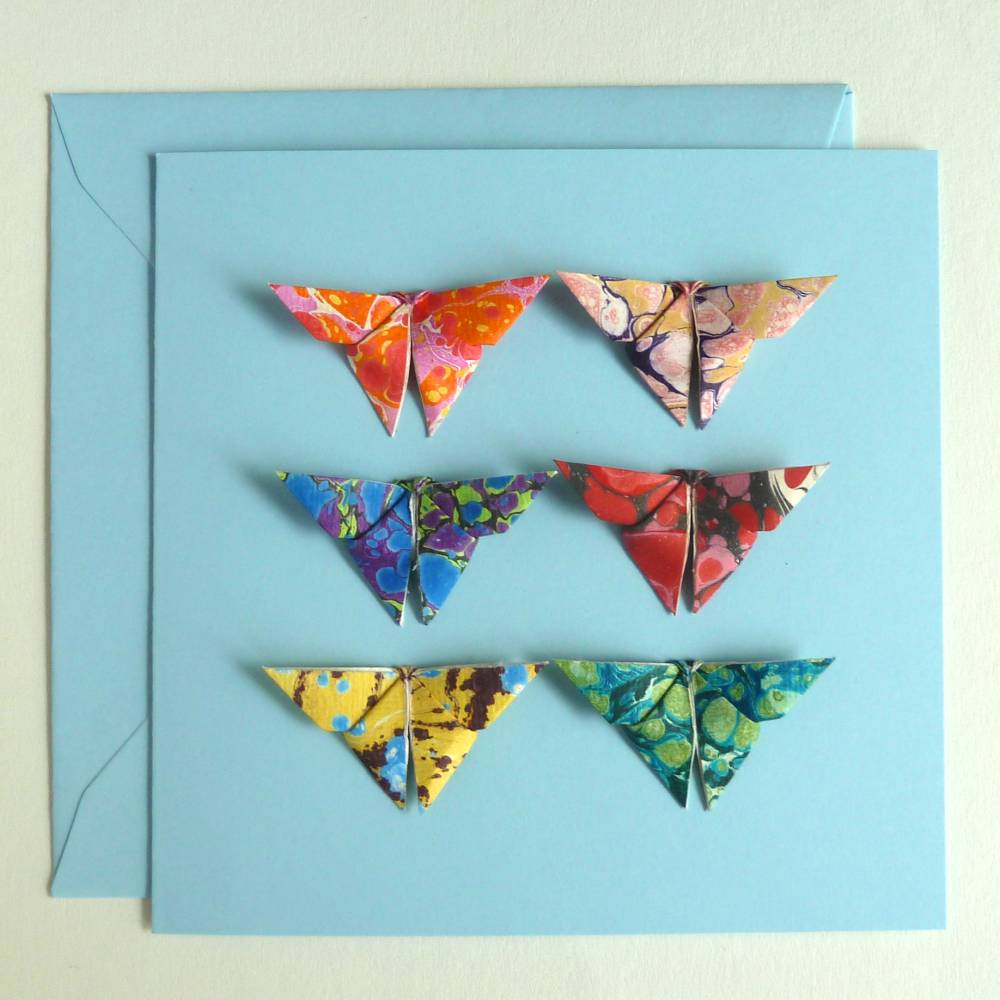 Glückwunschkarte mit Origami Schmetterlingen Bild 1