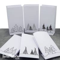 6 Papiertüten mit Tannenbäumen als Geschenktüten, Adventskalendertüten oder Lichtertüten (3) Bild 1