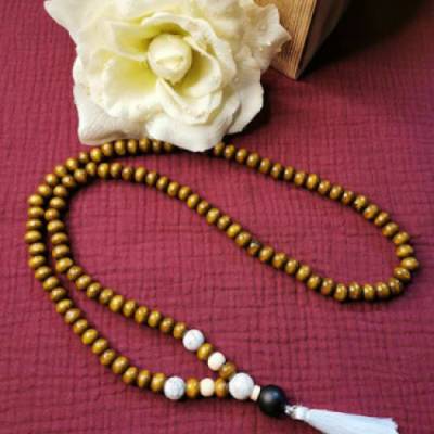 Boho Kette braun / weiß