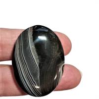 Ring schwarz grau Achat oval 42 x 30 Millimeter großer Stein gestreift statementschmuck Geschenk Bild 1