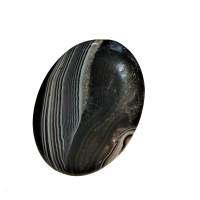 Ring schwarz grau Achat oval 42 x 30 Millimeter großer Stein gestreift statementschmuck Geschenk Bild 3
