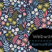 0,5m Webware Flowers blau Bild 1