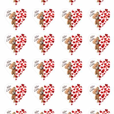 24 Sticker Etiketten Aufkleber, Herzform 4 x 4 cm, Alles Liebe
