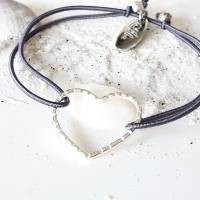 Herzarmband aus 925 Silber, elastisches Armband mit Silberherz,minimalistisches Glücksarmband Bild 1