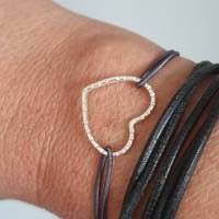 Herzarmband aus 925 Silber, elastisches Armband mit Silberherz,minimalistisches Glücksarmband Bild 2
