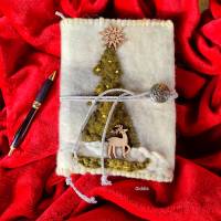 Weihnachtliche Buchhülle, creme/silber, handgefilzt inkl. Notizbuch hardcover Bild 1