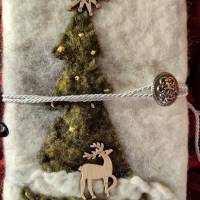 Weihnachtliche Buchhülle, creme/silber, handgefilzt inkl. Notizbuch hardcover Bild 6