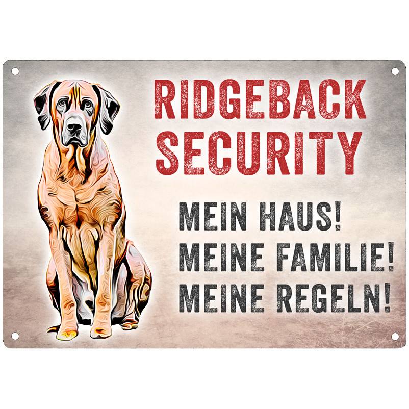 Hundeschild RIDGEBACK SECURITY, wetterbeständiges Warnschild Bild 1