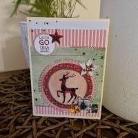Weihnachtskarte mit Hirsch - Sterne - Geschenk Bild 2