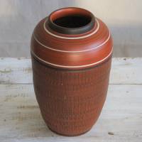 braune Keramik Vase Handarbeit 60er Jahre Bild 1