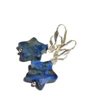 Ohrringe blau Lapislazuli Sterne jeansblau an 925er Silber Lapslazuliohrringe handgemacht Geschenk für sie Bild 1