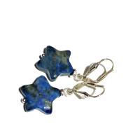 Ohrringe blau Lapislazuli Sterne jeansblau an 925er Silber Lapslazuliohrringe handgemacht Geschenk für sie Bild 2