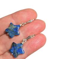 Ohrringe blau Lapislazuli Sterne jeansblau an 925er Silber Lapslazuliohrringe handgemacht Geschenk für sie Bild 3