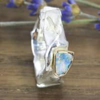 Auffälliger Ring aus Silber mit Opal in Goldfassung Bild 7