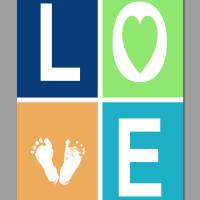 LOVE Footprint Newborn (0-3 Mon) - Fineart Druck DIN A4 (personalisierbar) blau Bild 1