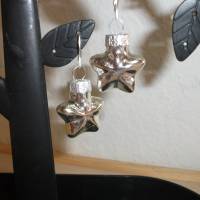Weihnachtskugel-Ohrringe, Christbaumkugeln, Weihnachtskugeln, Ohrringe Sterne Silber Bild 1