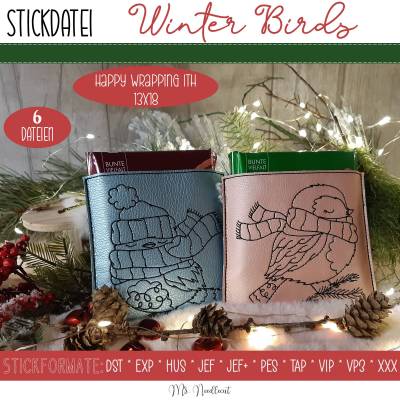 Digitale Stickserie Happy Wrapping Winter Birds ITH 13x18 (5x7")