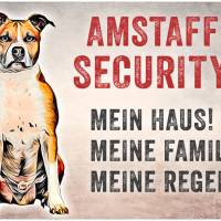 Hundeschild AMSTAFF SECURITY, wetterbeständiges Warnschild Bild 1
