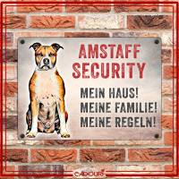 Hundeschild AMSTAFF SECURITY, wetterbeständiges Warnschild Bild 2