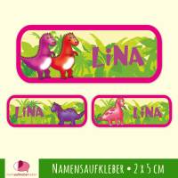 52 Namensaufkleber | Baby Dinos - pink - 2 x 5 cm Bild 1