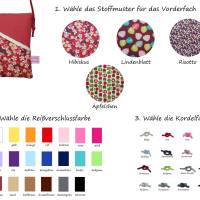 Handytasche zum Umhängen dunkelrot Crossbag Mini Umhängetasche handmade aus Baumwollstoff Auswahl Farbe Muster Größe Bild 3