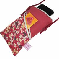 Handytasche zum Umhängen dunkelrot Crossbag Mini Umhängetasche handmade aus Baumwollstoff Auswahl Farbe Muster Größe Bild 4