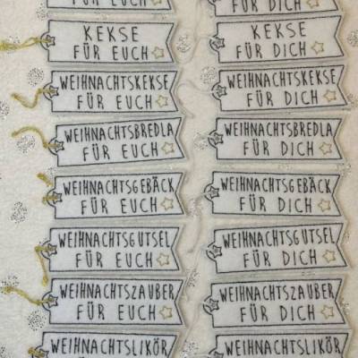 * Anhänger für Gebäck, Likör, Weihnachstzauber usw. * 10 x10 - ITH Stickdateien