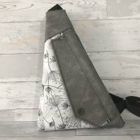 Handtasche Slingbag Crossbody Ernie Kunstleder Pusteblume silber grau weiß Bild 1