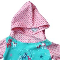 Baby Ballonkleid mit Kapuze - Größe 68 - Einhörner rosa türkis Bild 2