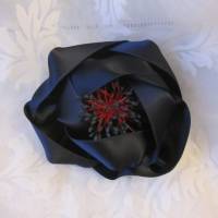 Dunkelblauer Kopfschmuck Haarklammer Satin Blume "Nuit" für festliche Anlässe Bild 1