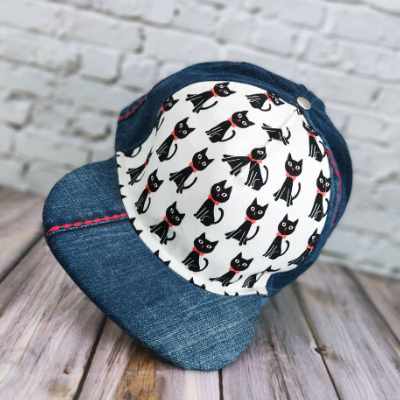 5-Panel-Cap Upcycling | RETROCAT | Snapback, Flat-Visor | Kinder/Teens (52-58cm Kopfumfang) | RÄUBERIND