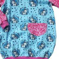 Baby Ballonkleid mit Kapuze - Größe 74/80  - Einhörner hellblau rosa Bild 2