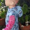 Baby Ballonkleid mit Kapuze - Größe 74/80  - Einhörner hellblau rosa Bild 6