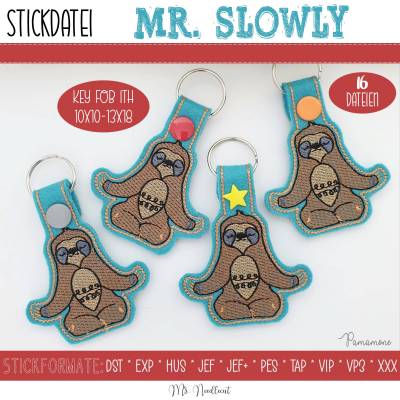 Digitale Stickserie "Key Fob Mr. Slowly ITH" für den 10x10-13x18cm (4x4-5x7") Stickrahmen