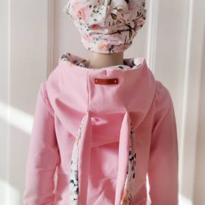 HASENOHREN Hoodie mit Beanie ROSALIE | Kinder Kapuzenpullover - Gr. 116 rosa, geblümt | RÄUBERKIND Bild 4