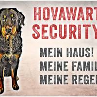 Hundeschild HOVAWART SECURITY, wetterbeständiges Warnschild Bild 1