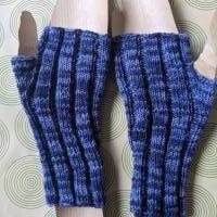 Fingerlose Handschuhe - Pulswärmer in Blautönen Bild 2