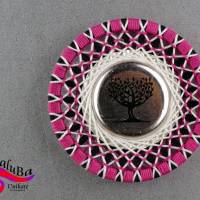 Kühlschrankkunst - Zwirnknopf-Magnet Lebensbaum Pink Bild 1