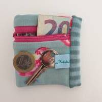 Handgelenkbörse "VÖGELCHEN"  * mit Reißverschluss * Geldtasche * Portemonnaie * Pulstasche * Mint * Pink Bild 3