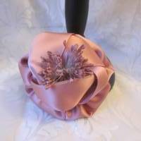 Rosa Kopfschmuck Haarklammer Satin Blume "Chérie" für die Braut und festliche Anlässe Bild 3