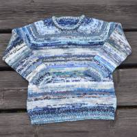 Kinder Pullover handgestrickt blau Gr.104/110 4-5-J Wolle Unikat Bild 4