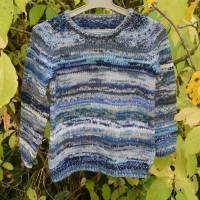 Kinder Pullover handgestrickt blau Gr.104/110 4-5-J Wolle Unikat Bild 5